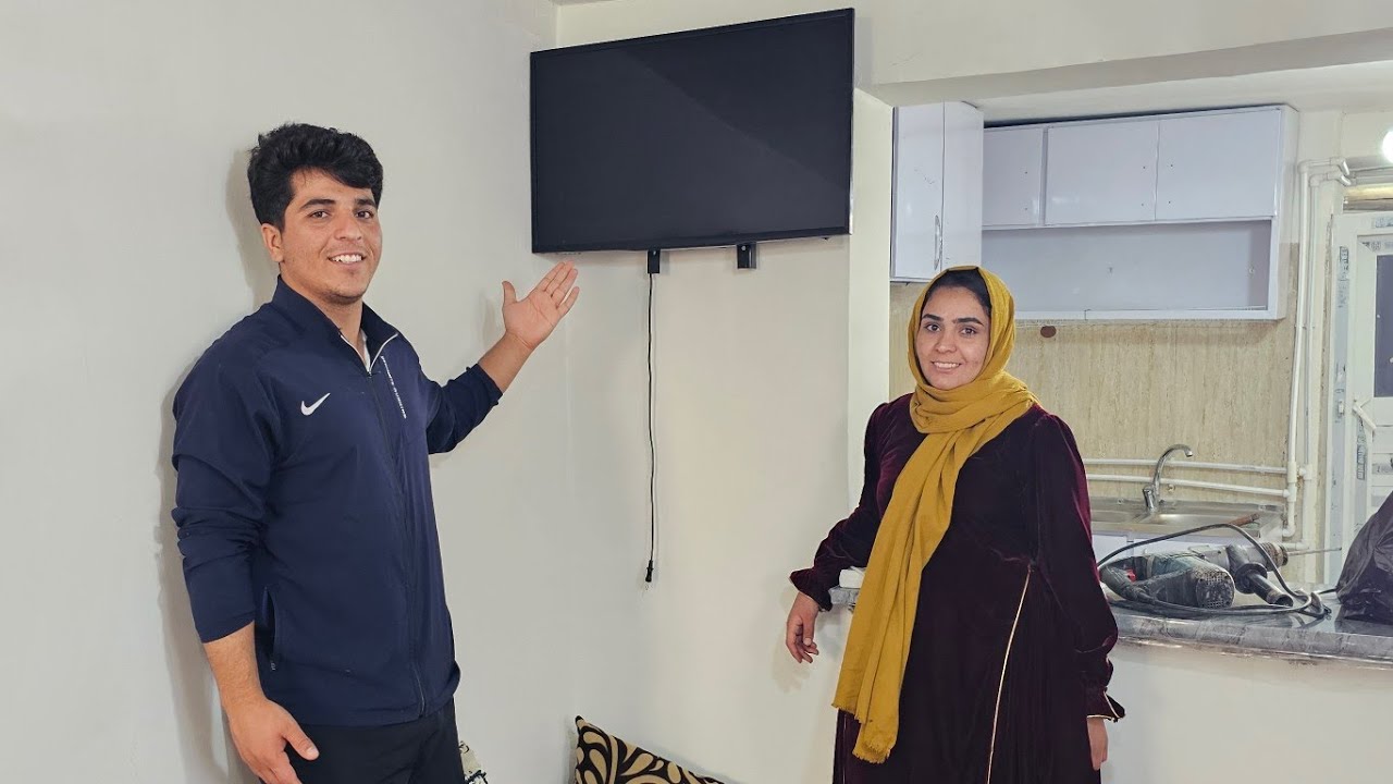 From Dream to Reality: Installing a TV with Hossein and Fereshteh on a Delightful Family Day❤️👨‍👩‍👦
