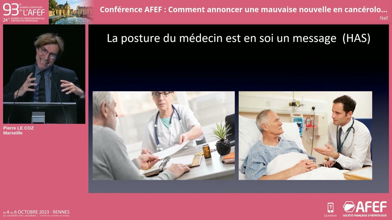 Conférence AFEF 2023 - Comment annoncer une mauvaise nouvelle en cancérologie - Pierre Le Coz