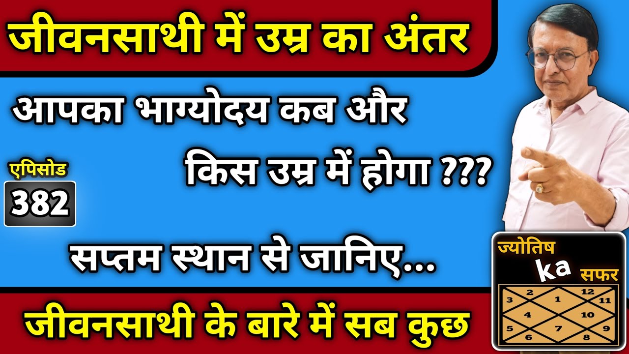 जीवनसाथी में उम्र का अंतर ।। आपका भाग्योदय कब और किस उम्र में होगा ?? ज्योतिष का सफर ।। एपिसोड - 382