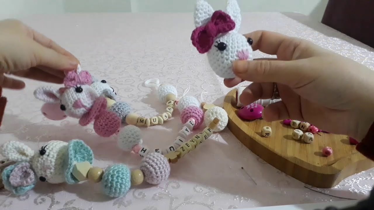 Amigurumi tavşan emzik zinciri (bölüm 2) #Amigurumi bebek şapkası   #amigurumi#amigurumioyuncak