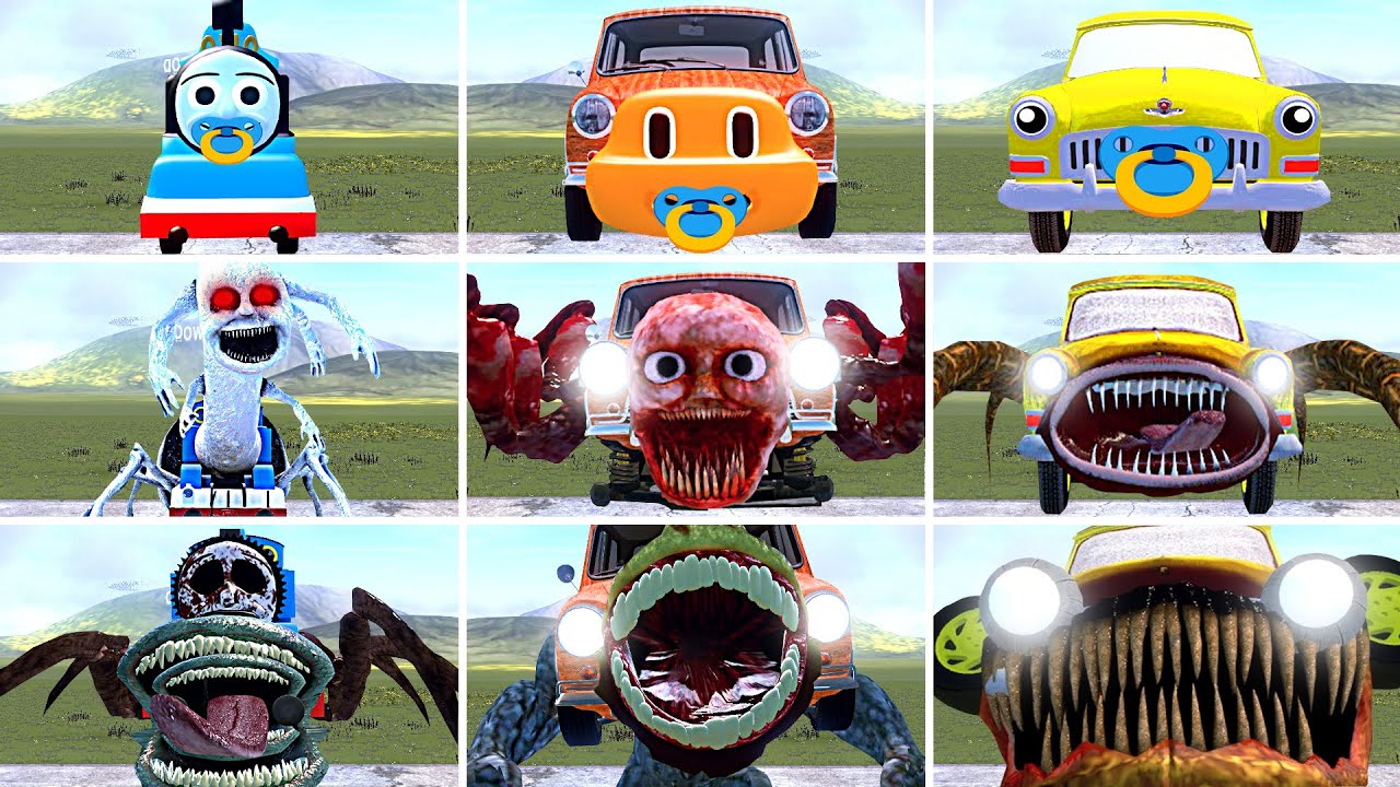 NEW EVOLUTION CAR EATERS, CURSED THOMAS THE TRAIN, GRANNY CAR! NEW FORM EVOLUTION in Garry's