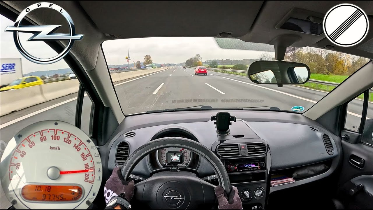 Final Edition Opel Agila 1.0 68HP TOP SPEED AUTOBAHN POV Drive Acceleration
