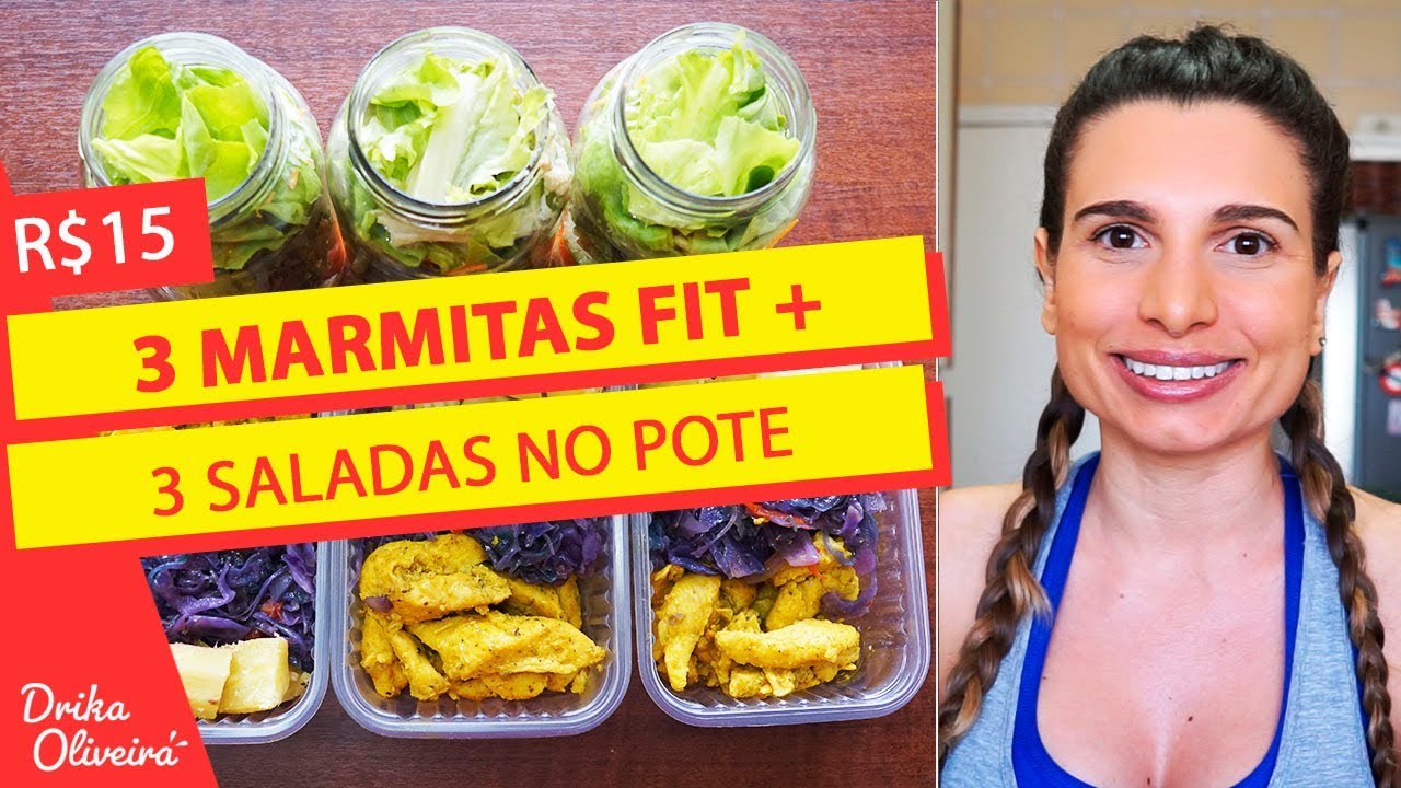 R$15,00 - MARMITA SAUDÁVEL + SALADA NO POTE PARA DIETA / Receita fit: Frango em tiras #Ep.37