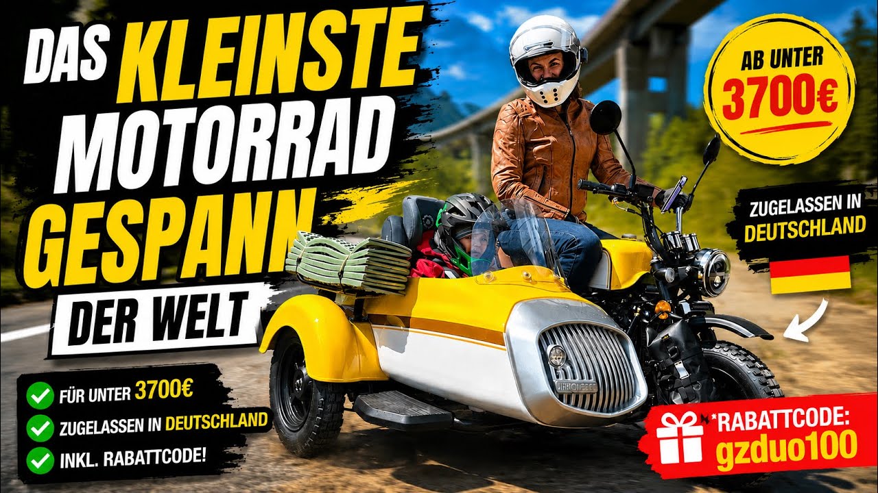 Das kleinste Motorrad Gespann der Welt - GZ Duo 125cc mit Beiwagen