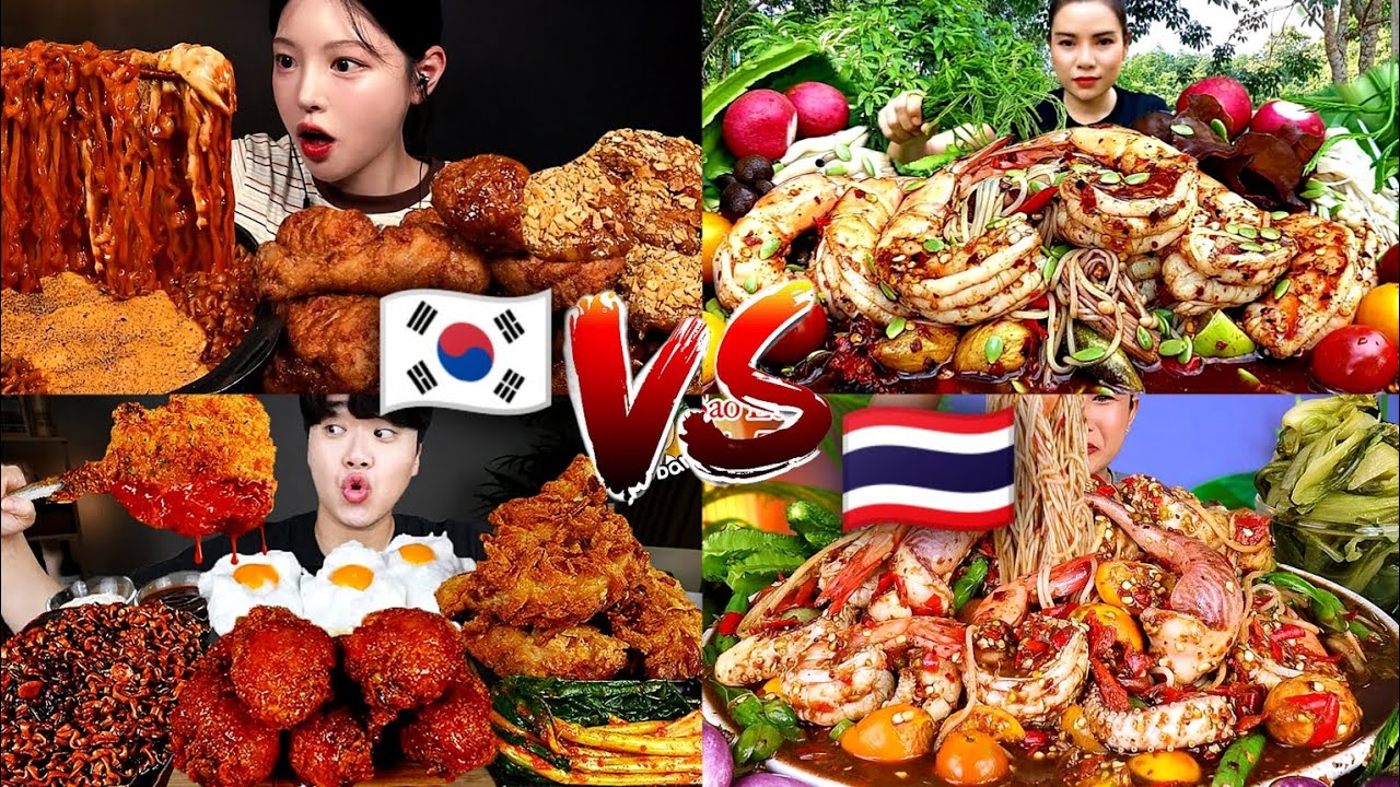 Korean VS Thailand Food Mukbang Challenge || Satisfied ASMR VIDEO !!