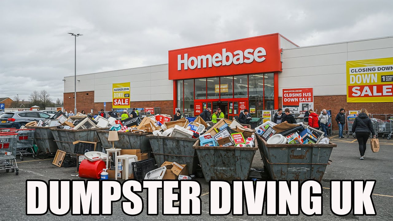 HOMEBASE CLOSING DOWN LETS SEE WHATS IN THE SKIPS, DUMPSTER DIVING UK