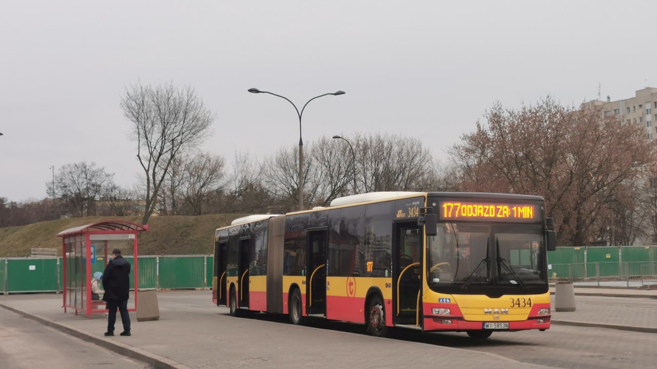 Przejazd: MAN NG363 Lion's City G #3434 MZA Warszawa linia 177 *Dziwadło*