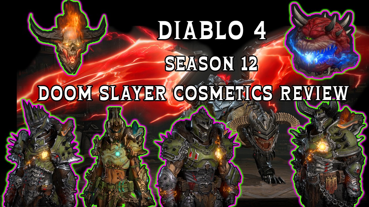 Diablo 4 Season 12 New DOOM SLAYER Cosmetic Skins Review #diablo4