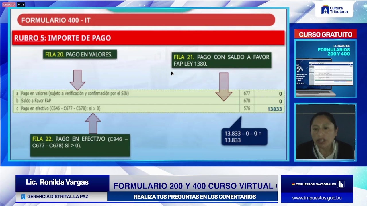 CURSO GRATUITO: LLENADO DEL FORMULARIO 200 Y 400