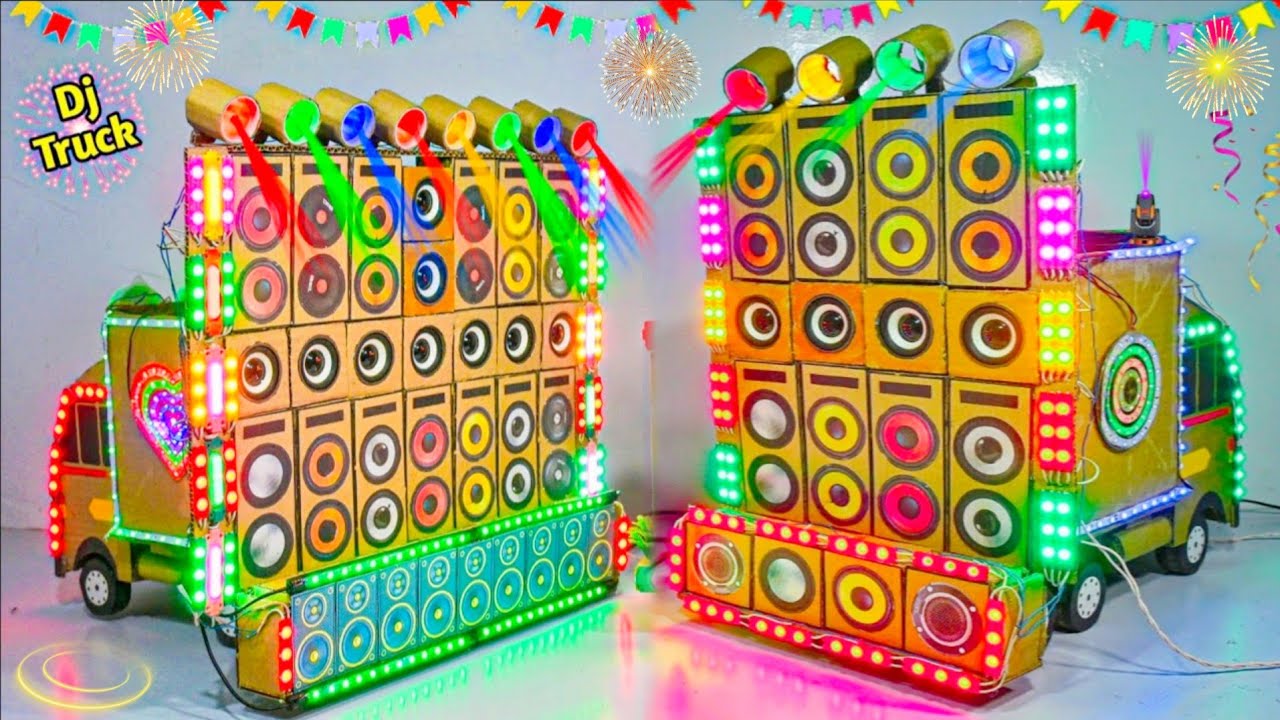 Mini Dj Truck Setup Loading At-New home by cardboard dj truck making | mini dj setup | dj wala gadi