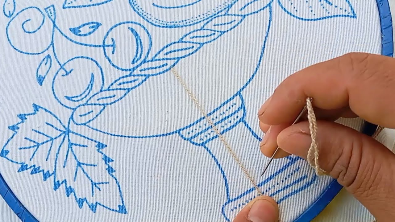 Cómo bordar una canasta#26puntada ideal para cualquier diseño entre frutas,hojas y flores 