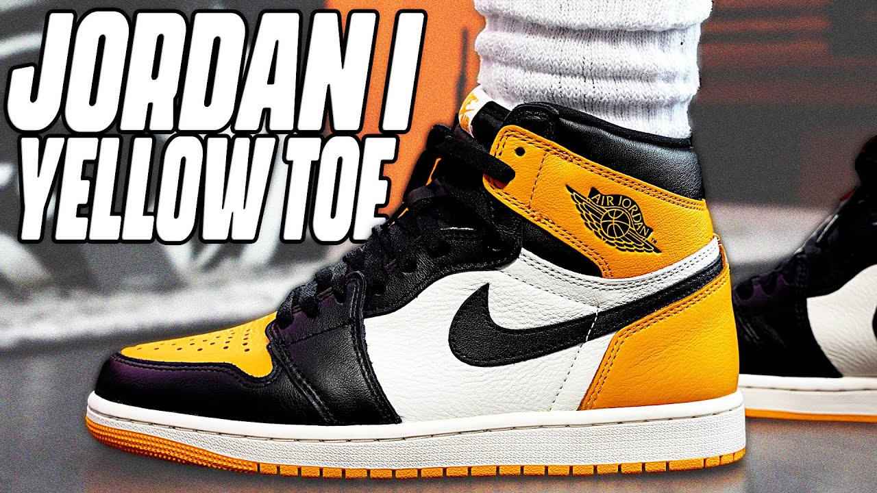 Обзор кроссовок Air Jordan 1 TAXI Yellow Toe и видео пешком в 4K!