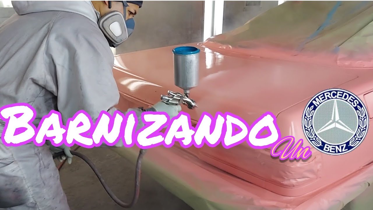 barnizando un mercedes/taller de enpastado y pintura/cambio de color en mercedes benz.