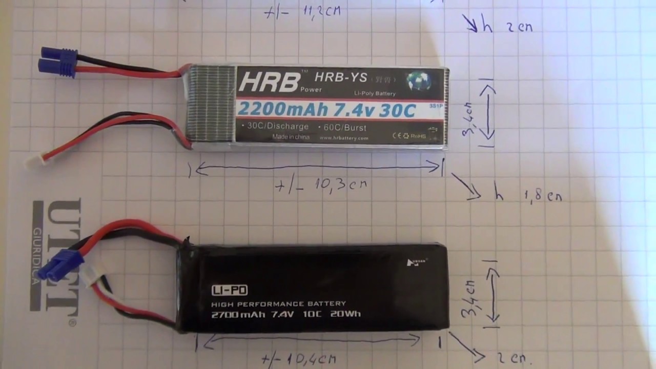 HUBSAN H501S lipo (battery) fitting test - test dimensioni lipo(batterie) adatte al quadricottero