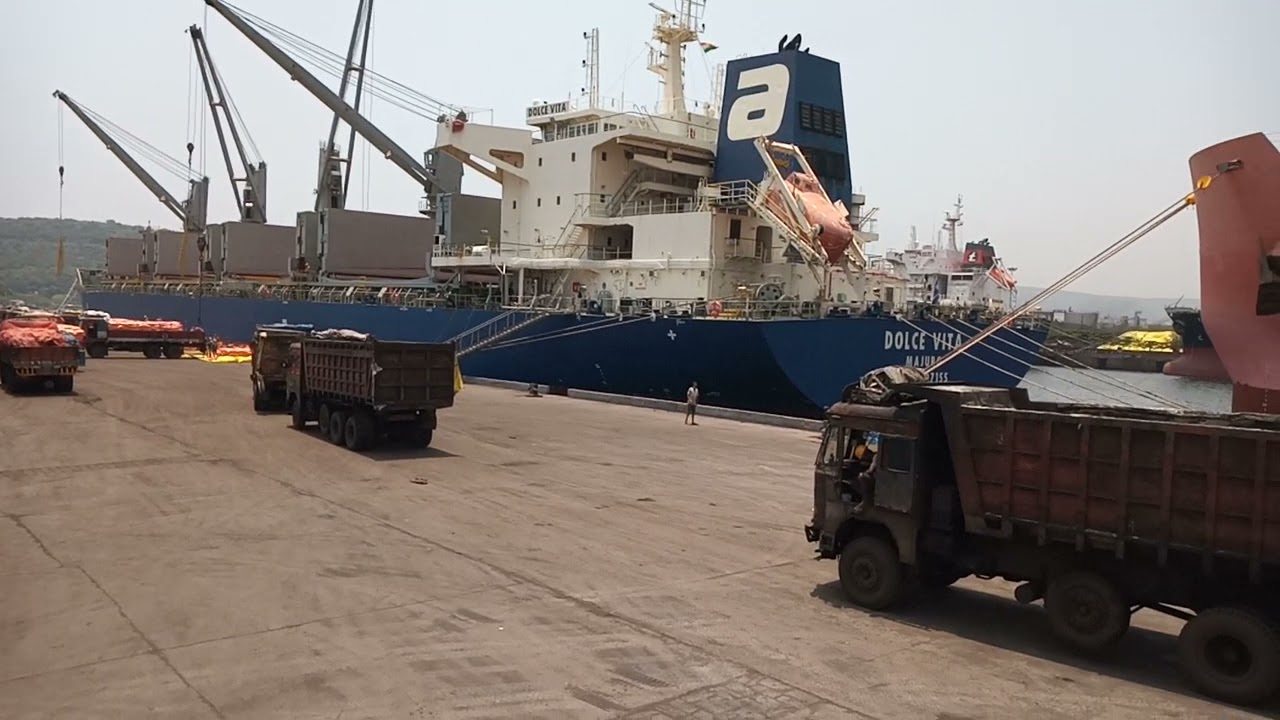ships and trucks in vizag port