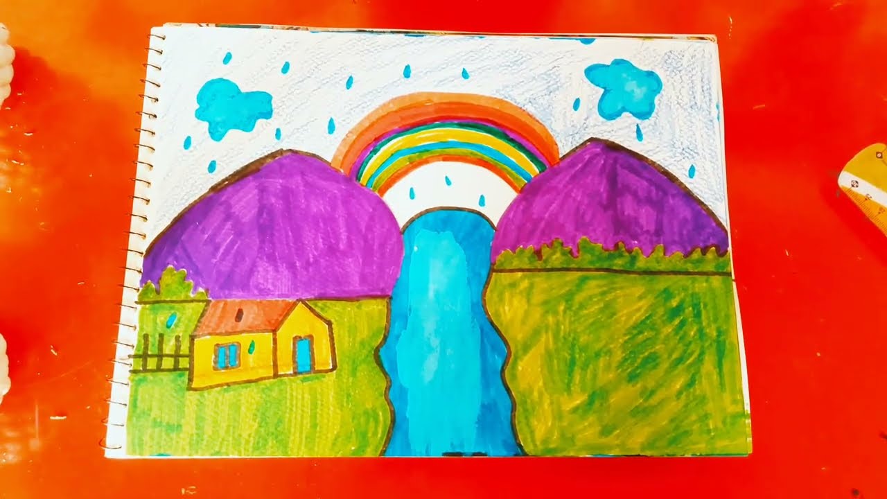 How to draw Beautiful Rainy Season Drawing Easy /Rainy Season Scenery /@MixDrawingArt viral video 