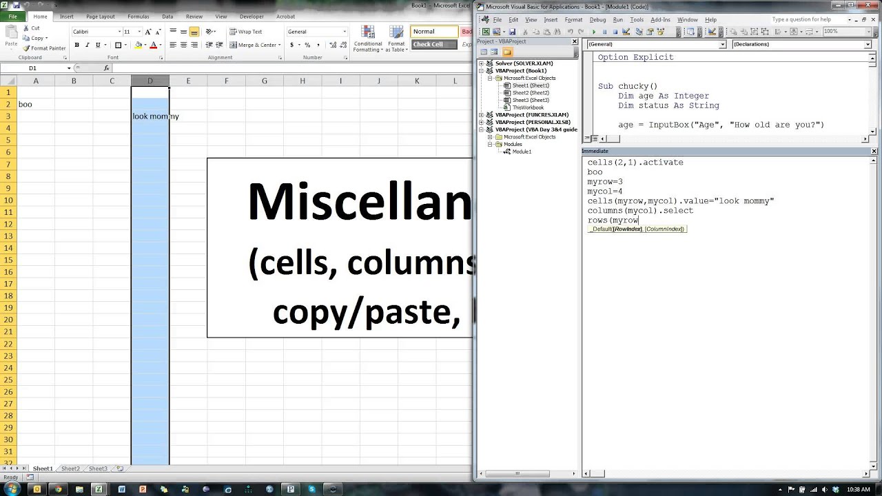 Excel VBA cells, columns, rows, copy/paste, beep