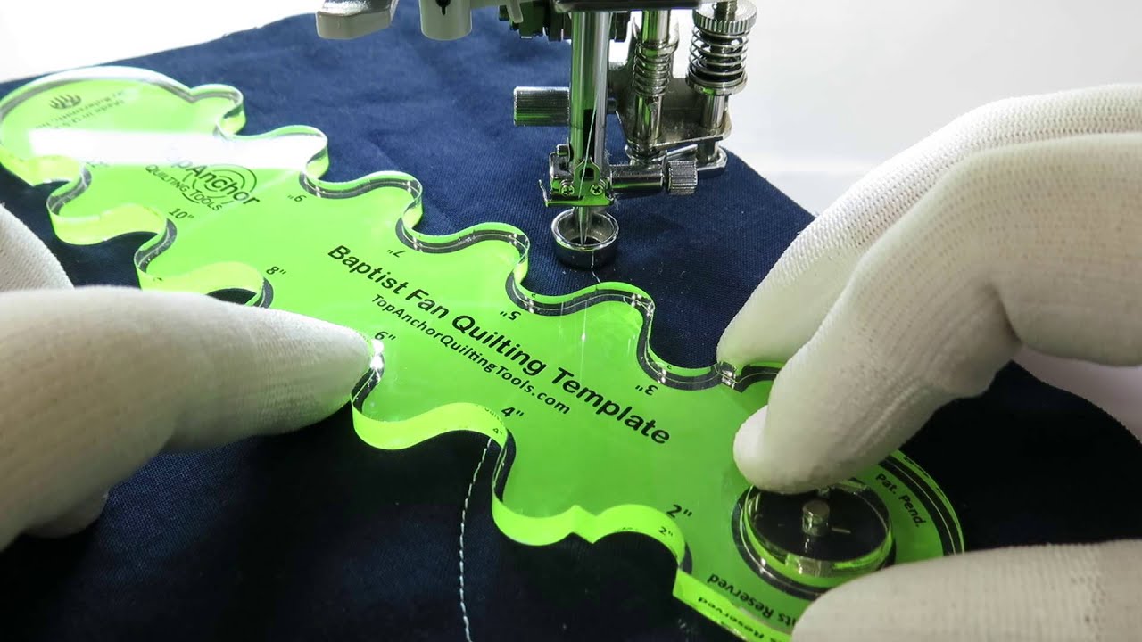 Baptist Fan Longarm Template Demo on a Sewing Machine