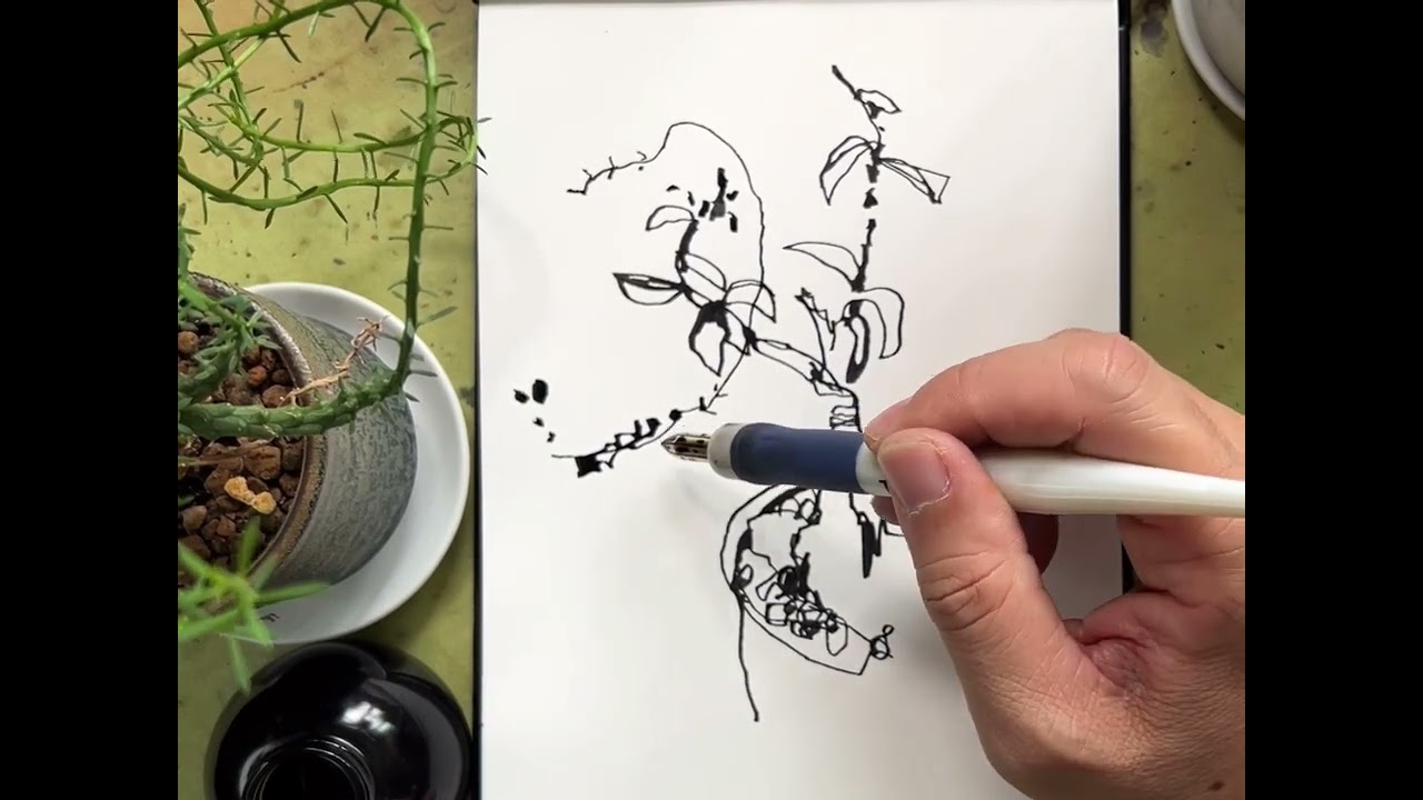Sketching with my new brass nib and ink from Kakimori