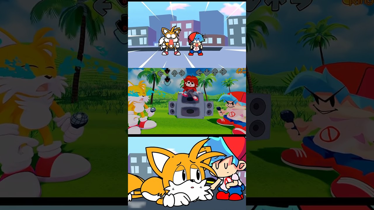 FNF Showdown: Glitched Sonic vs Spongebob & Tails in Chasing! #fnf #chasing
