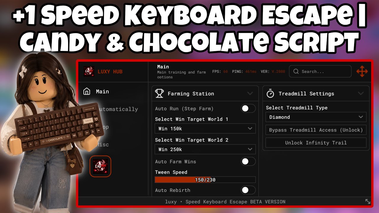 +1 Speed Keyboard Escape Script - Unlock All Gamepass, Auto Win, God Mode, Auto Rebirth & More! 🍫⌨️