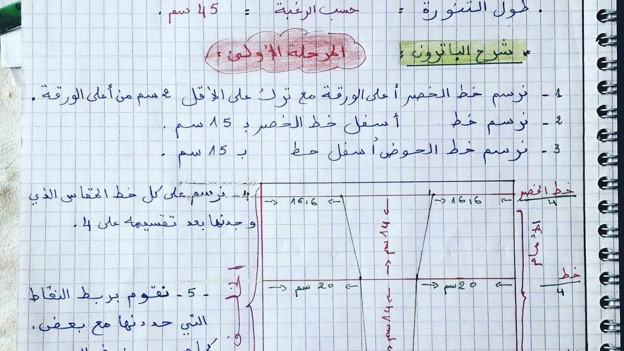 الباترون الاساسي للتنورة