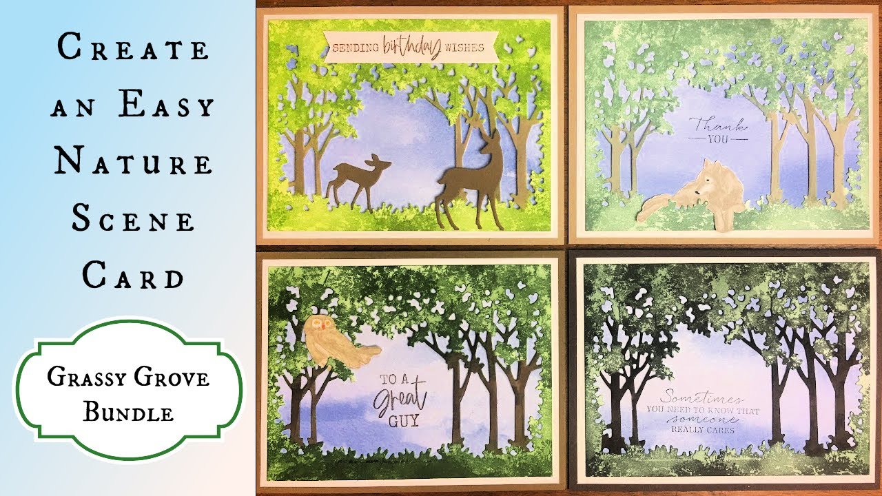 Easy Nature Scene Card Ideas with the Grassy Grove Bundle from Stampin' Up! MULTIPLE COLOR OPTIONS