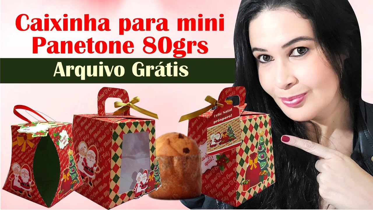 Como fazer caixinha para mini panetone 80 gramas | Natal | molde grátis 