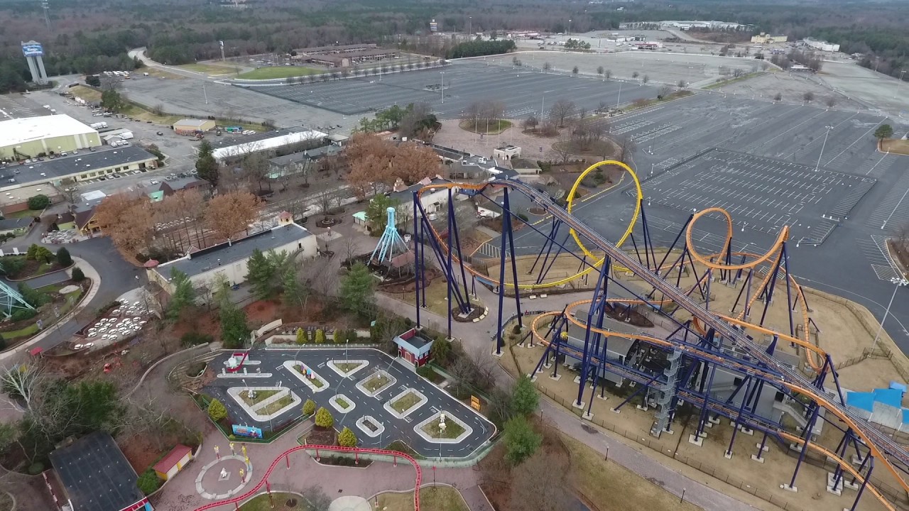 Aerial view of Kings Dominion during the 2016 offseason
