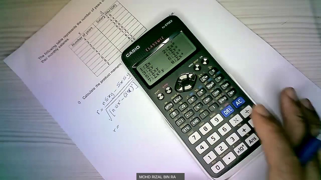 Using calculator fx-570EX for correlation