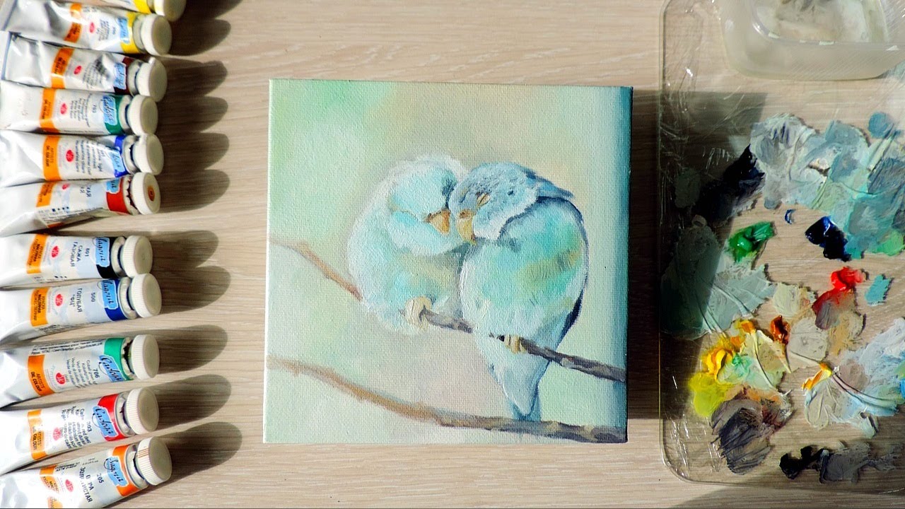 How To Draw Birds For Beginners. Parots Oil Painting Step By Step Music Tutorial. SpeedPaint
