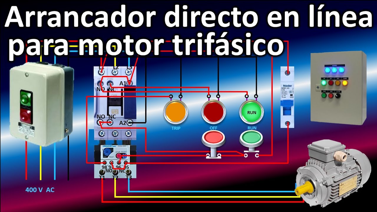 Cómo cablear un arrancador directo en línea para un motor trifásico