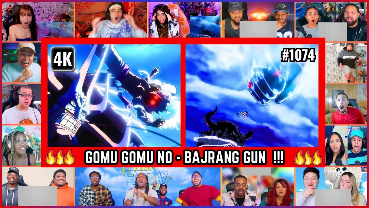 🔥BAJRANG GUN MEGA REACTION MASHUP -One Piece Episode 1074 Mega Reaction Mashup #onepiece1074reaction