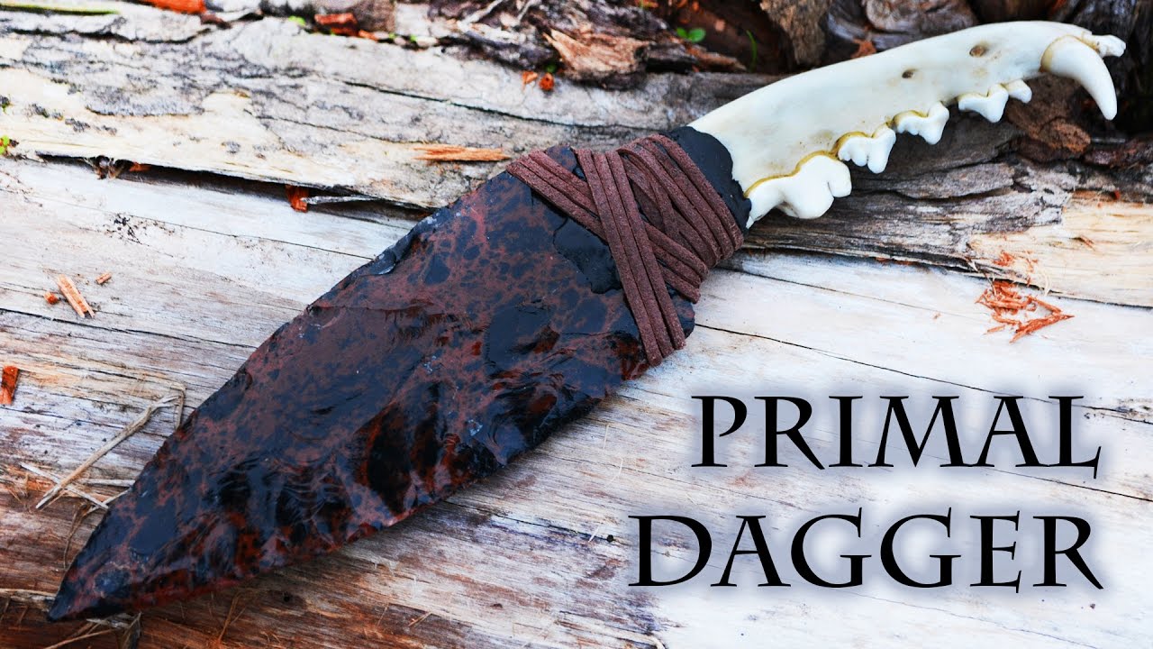 Making a Far Cry Primal Inspired Flint Knapped Stone Dagger with Jawbone Handle