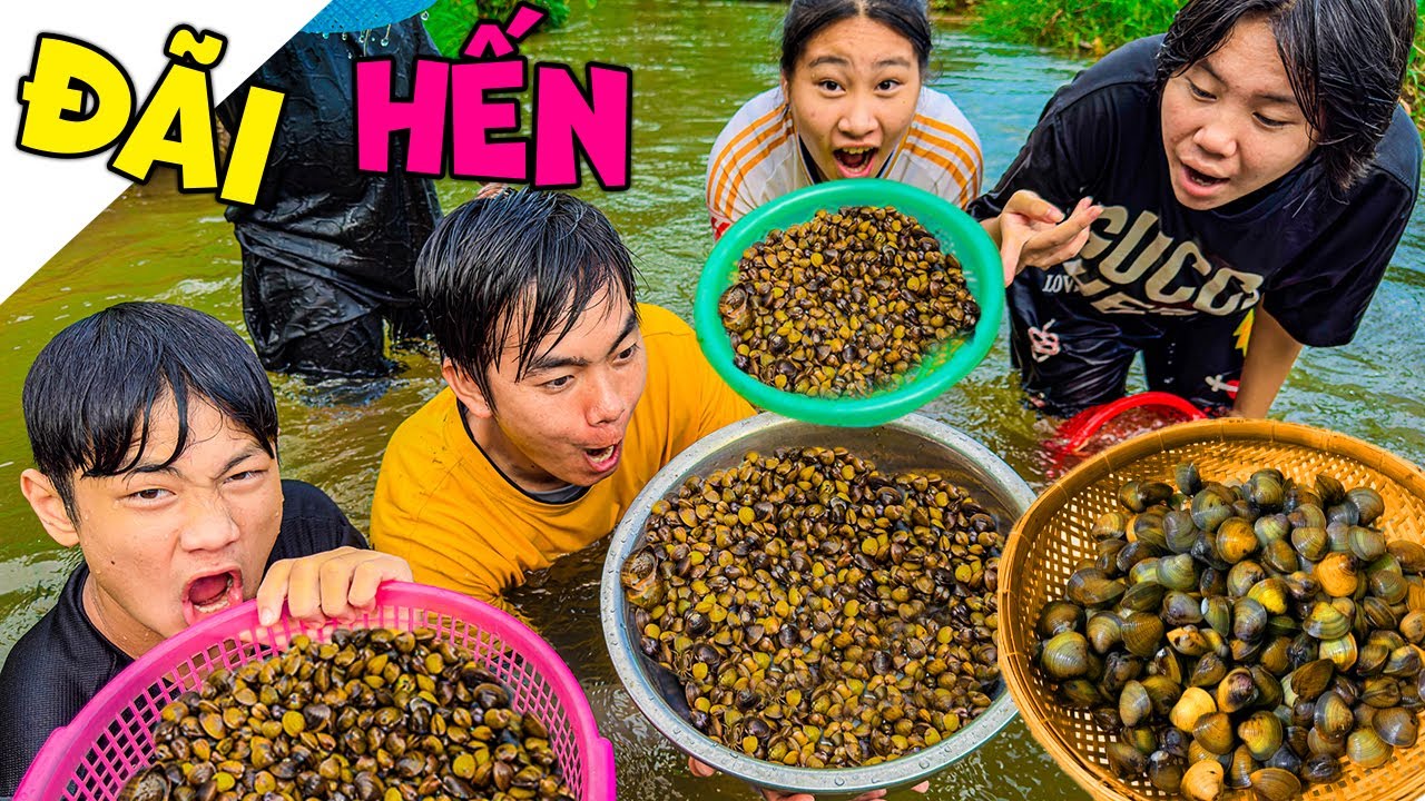 Thái Chuối Thử Thách Cắm Trại & Đãi Hến Nướng Siêu Cay Ngoài Cánh Đồng