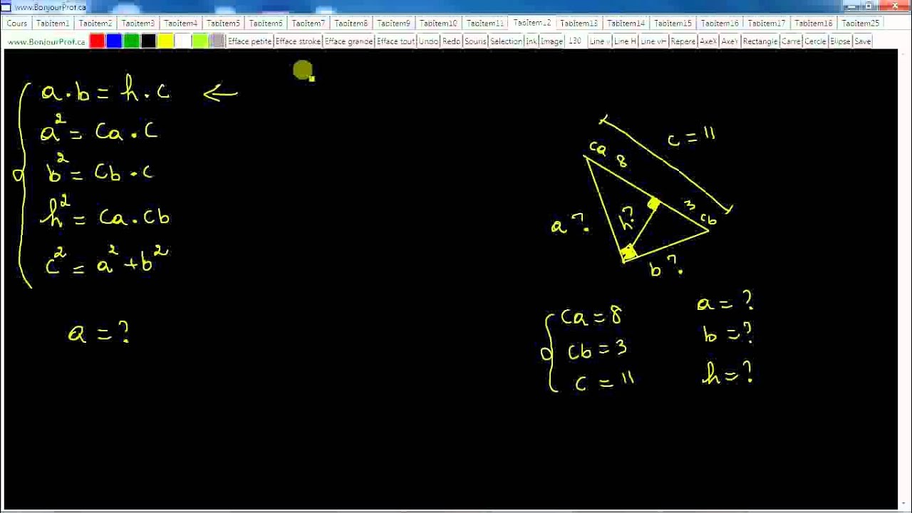 Secondaire 4 CST: Relations m&eacute;triques dans les triangles rectangles