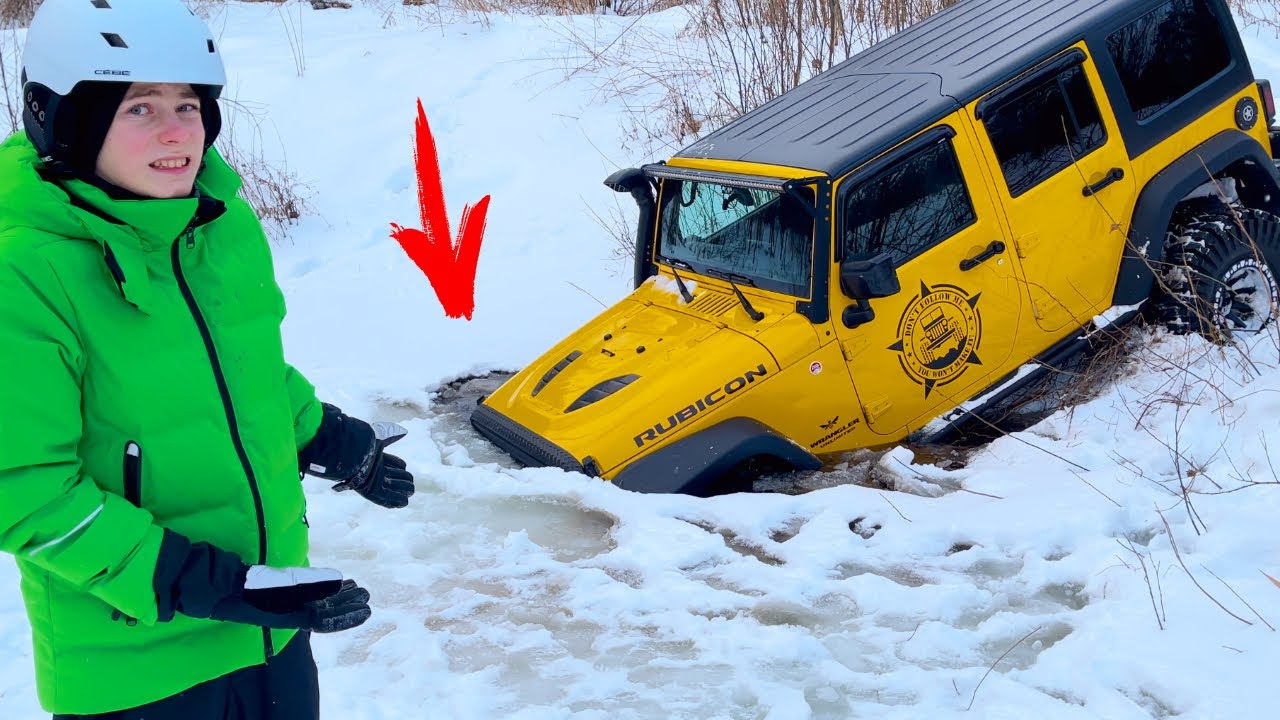 УТОПИЛ папин ДЖИП в озере...ПРОЛОМИЛСЯ лёд.Daddy's JEEP drowned in the lake ... THE ICE BREAKED.