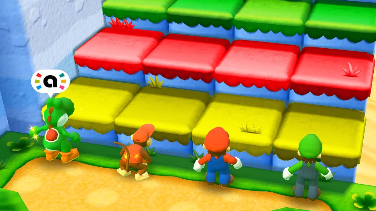 Mario Party Star Rush Toad Scramble - Yoshi Vs Mario Vs Luigi Vs Peach (World 1-2)