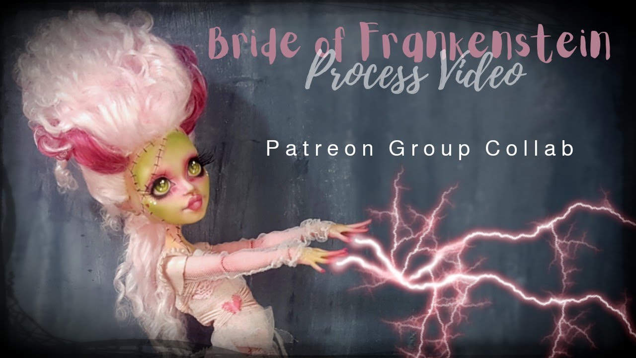 Bride of Frankenstein OOAK Custom Doll Repaint Reroot Costume Process