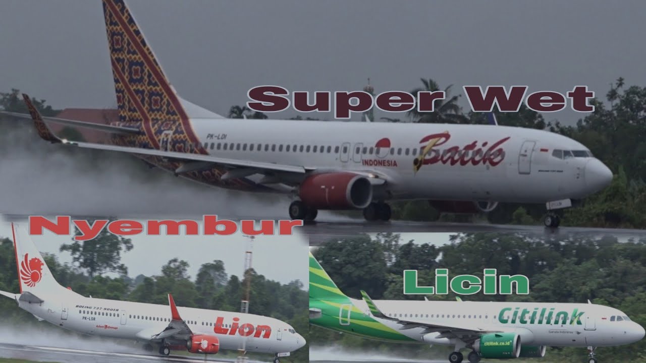 Dahsyat!! Pesawat Landing dan Take off saat hujan 💦☔ Bandara sultan Syarif Kasim Kota Pekanbaru