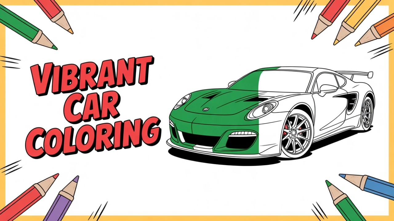 Green Corvette Coloring Tutorial | Satisfying Marker Art