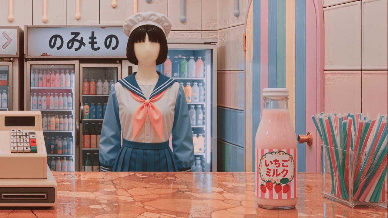不思議なお店でスナックや飲み物を売るマネキンを夢見る｜アーバン・シュルレアリスム、リミナルスペース、ドリームコア