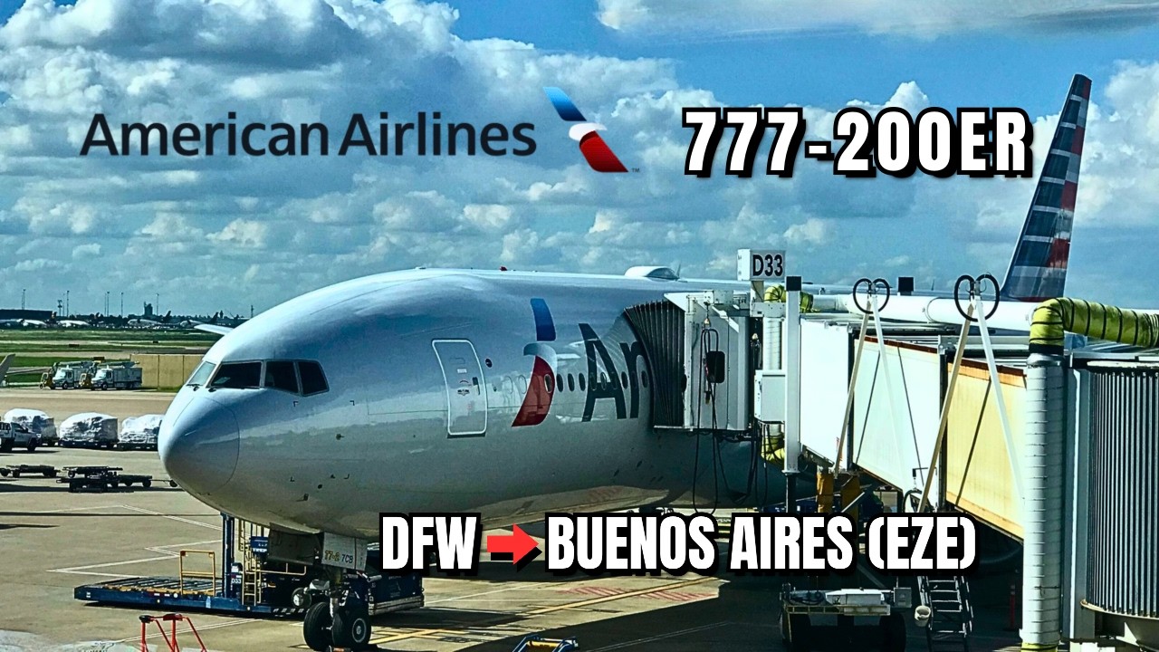 American Airlines 777-200ER Wing View | Business Class | DFW to Buenos Aires (EZE) [HD]