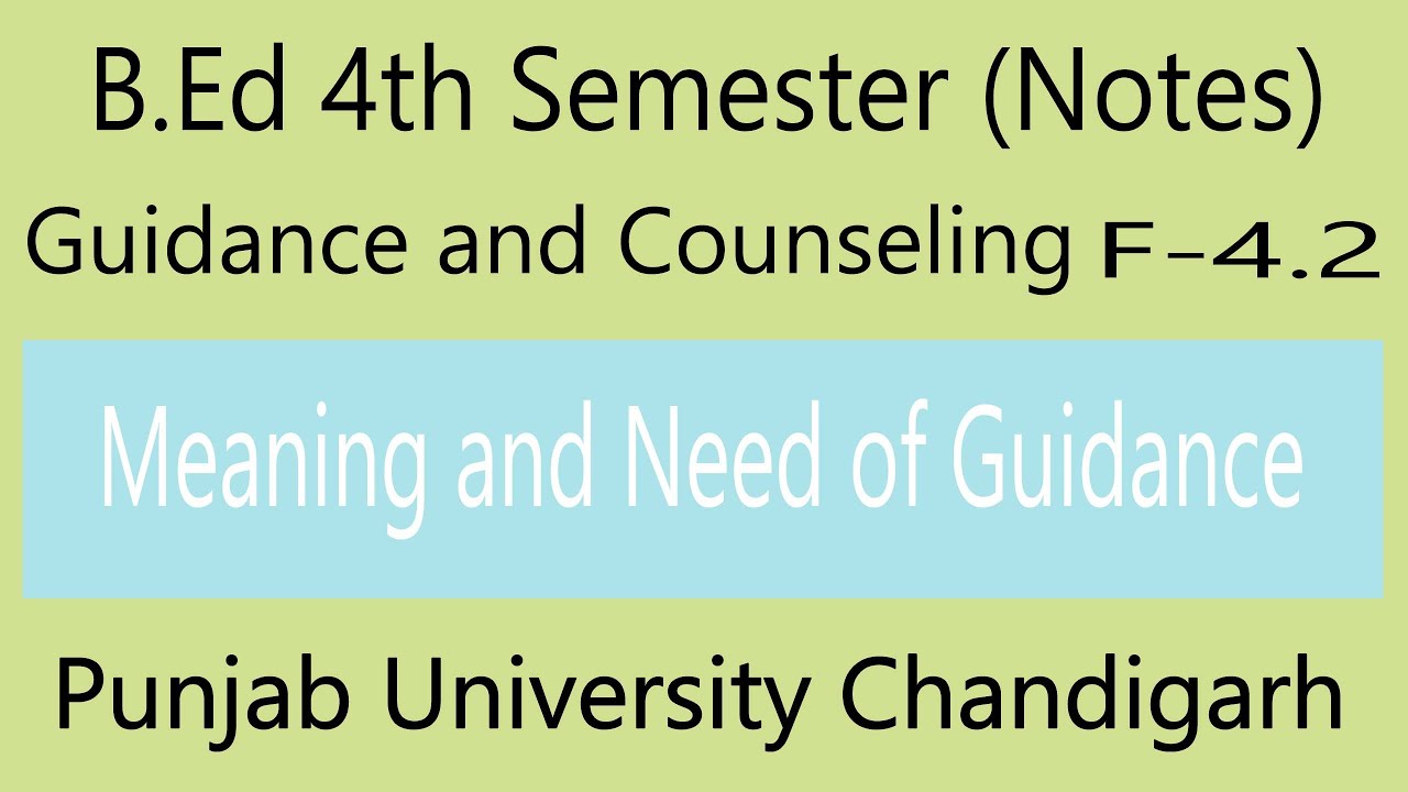 Notes Meaning and need of Guidance b.ed 4th semester punjab University chandigarh