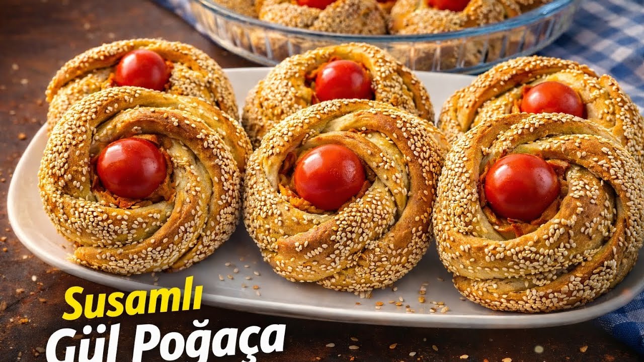 Susamlı Gül Poğaça | Çıtır Çıtır Hem Şık Hem Lezzetli 