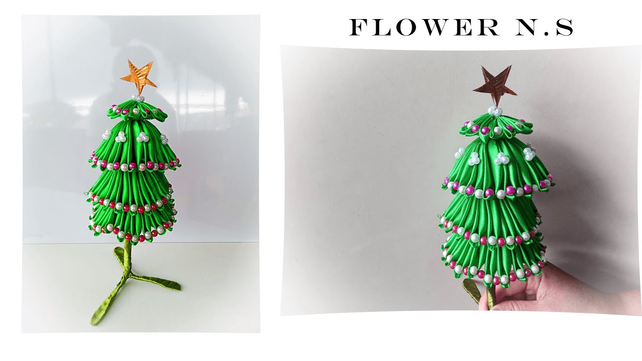 How to make a beautiful Christmas tree? / make easily at home /DIY/Kanzashi Flower?Make easily
