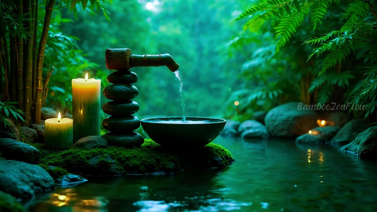 Расслабляющие звуки природы: водопад и спокойное фортепиано
