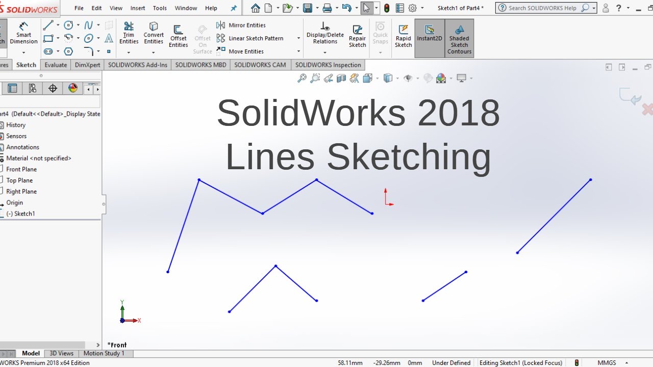 SolidWorks 2018 Tutorial For Beginners _ Lines Sketching