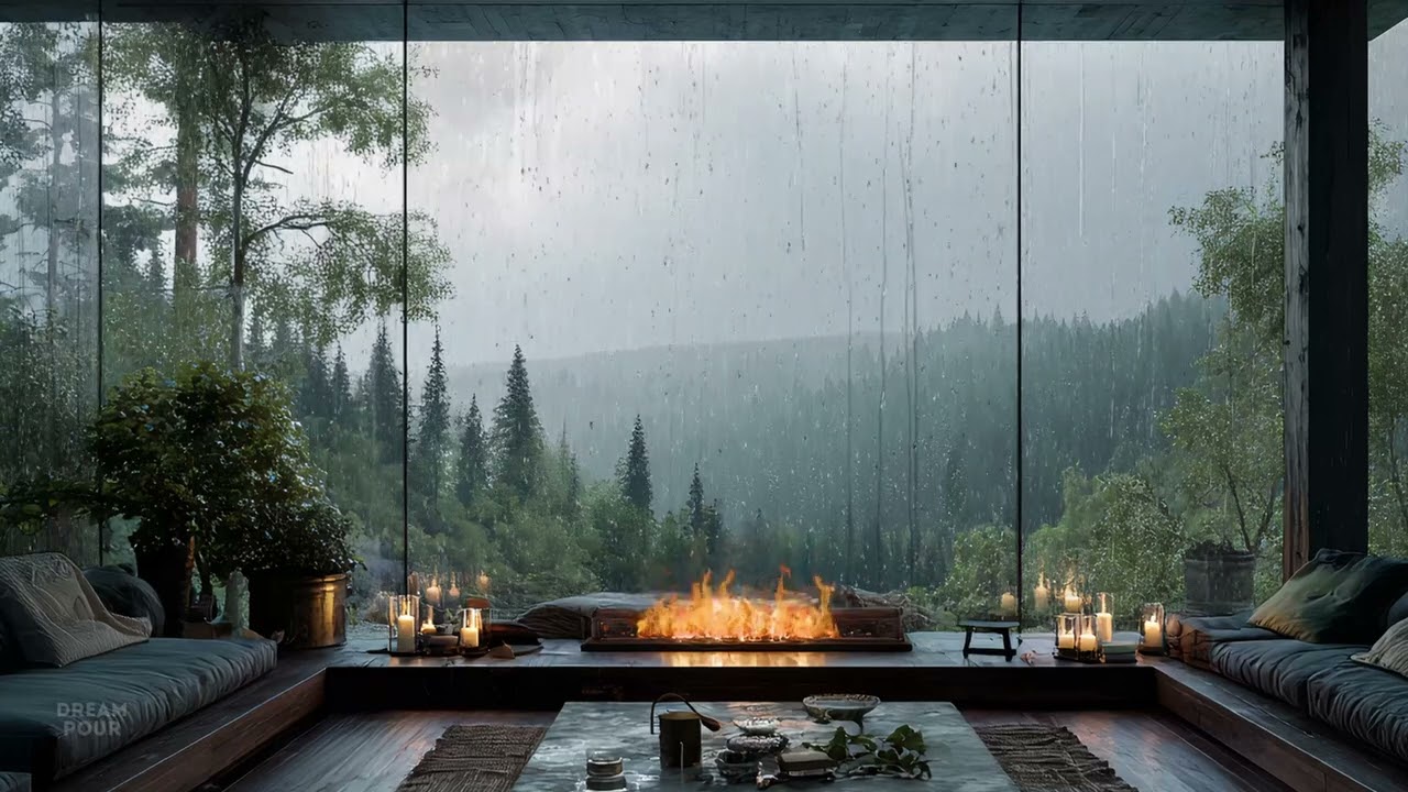 Rain, Fire & Soft Jazz for Deep Focus & Rest