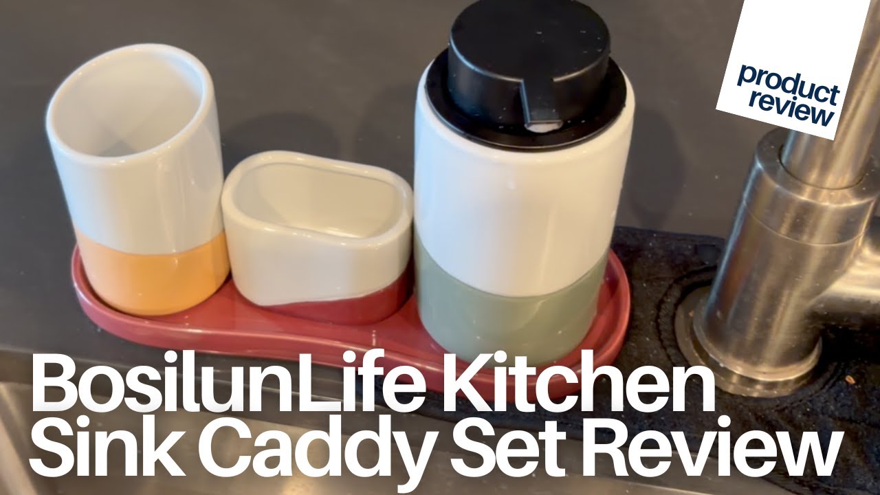 BosilunLife Kitchen Sink Caddy Set Review | 4‑Piece Ceramic Countertop Organizer